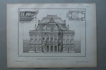 Wood Engraving Architecture Pressburg 1887 city theater